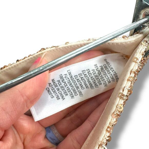 Adrianna Papell NWT Rose Gold Sequin High Waist Pull-On Pencil Midi Skirt Medium - Picture 7 of 7